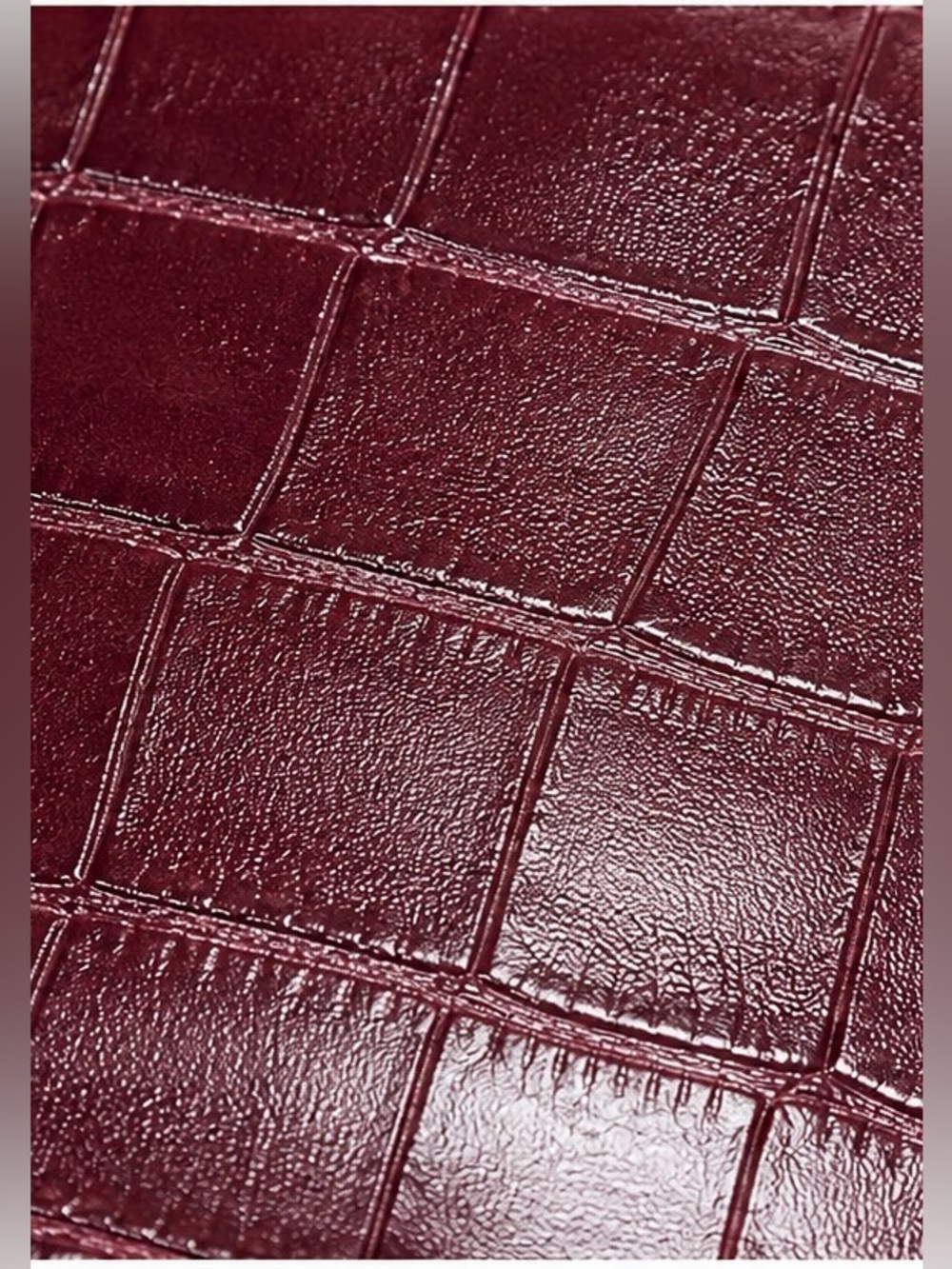 Victoria’s Secret Victoria Burgundy Croc Embossed Gold Chain Bag Purse - Picture 8 of 16